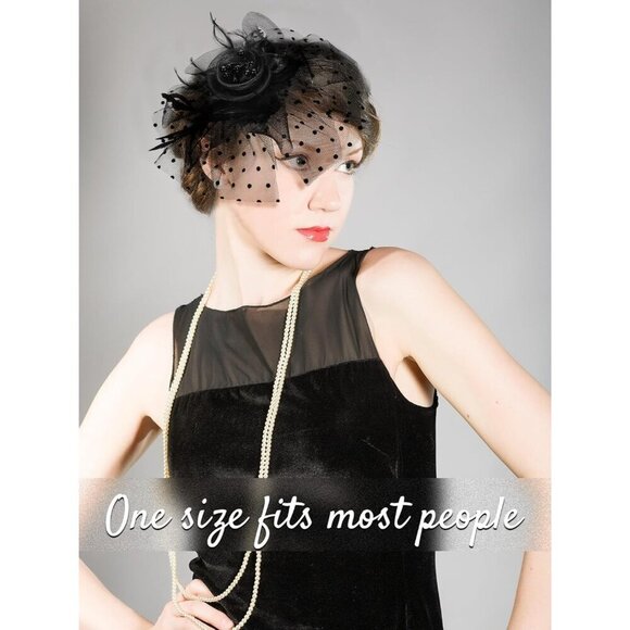 Women Mesh Fascinator Hats Set Veil Feather Headbands for Wedding Party